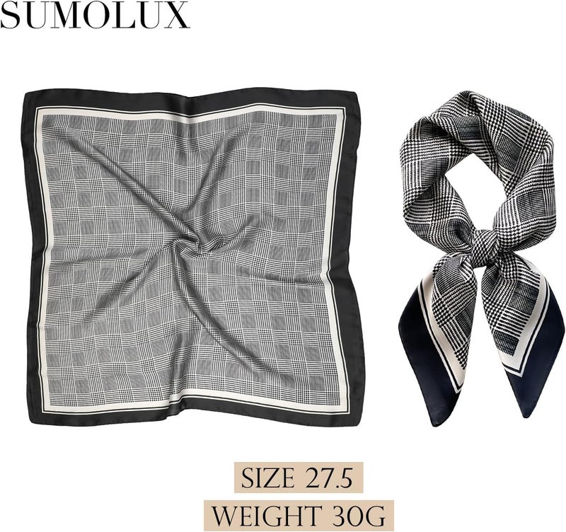 Sumolux Head Hair Scarf for Women Like Satin Silk Scarf Bandana Hair Wrapping Night Large Square Scarves 27.5" - Image 2